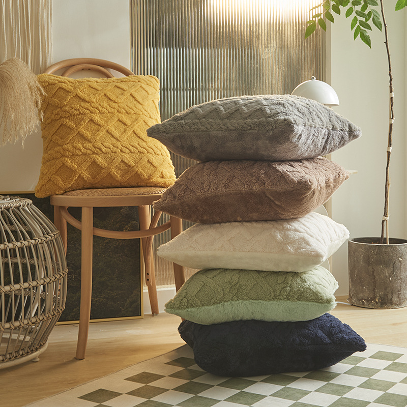 Amazon Plush Stereo Jacquard Pillow Case Optional Specifications Cushion Cover Pillow Case Simple Geometric Square Pillow