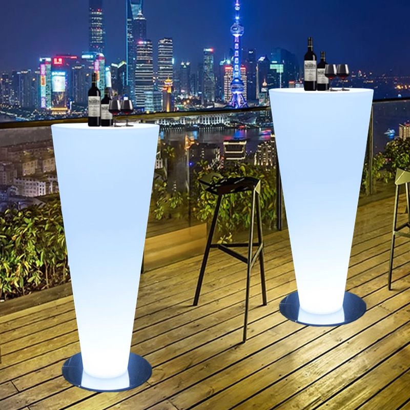 Outdoor Luminous Bar Commercial Cocktail Table Bar Clear Bar Luminous High Table and Chairs Open-Air Event Exhibition Round Table