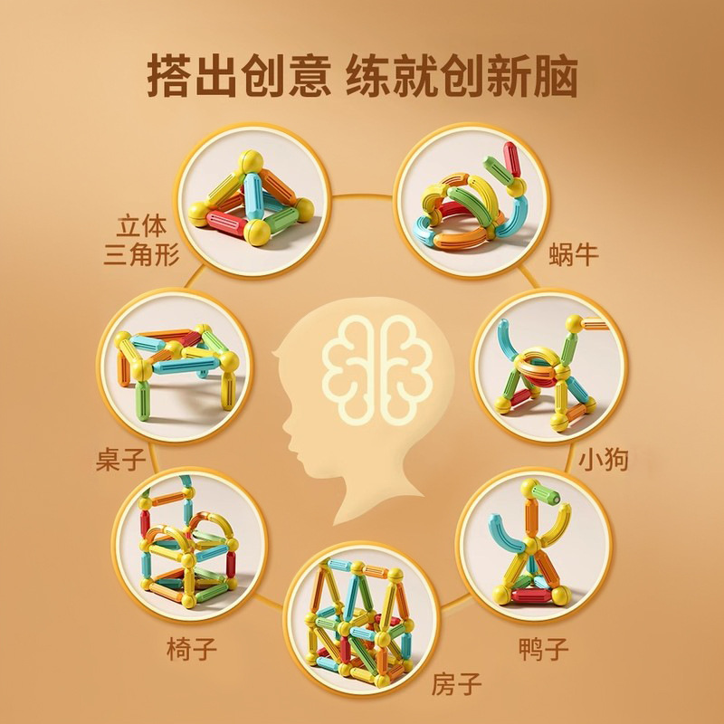 Variety of Magnetic Stick Pieces for Children's Educational Building Blocks Assembled Magnets Magnetic Baby Boys and Girls Gift Toys