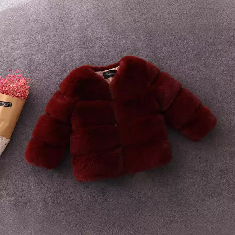 2025 New Children's Fur Children's Clothing Patchwork Thickened Small, Medium and Large Children's Tops Girls' Topss Autumn and Winter Warm Cotton Clothes