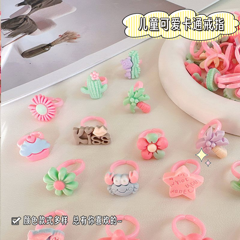Мультяшное детское кольцо из смолы милое кольцо принцессы для девочек подарок для детского сада смешанная партия
