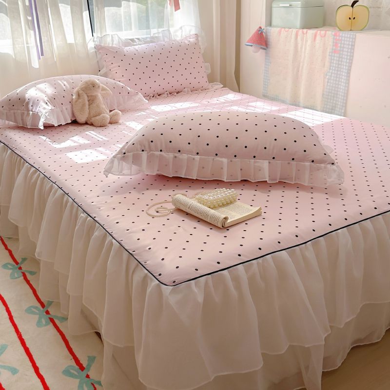Summer Class a Ice Silk Mat Three-Piece Bed Skirt Double-Layer Lace Machine Washable Mat Air-Conditioned Soft Mat Dormitory Universal