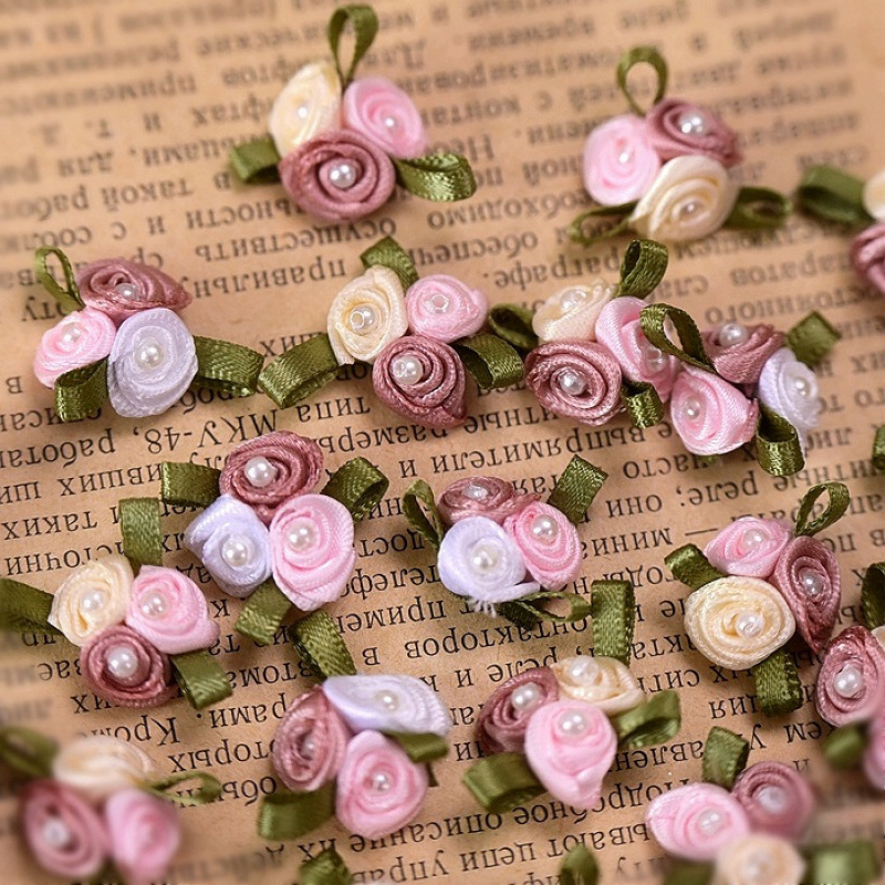 Ribbon Stereo Hand-Sewn Three-Color Small Flower Clothing Accessories Clothing Accessories Headdress Han Dynasty Handmade Appliqué Material