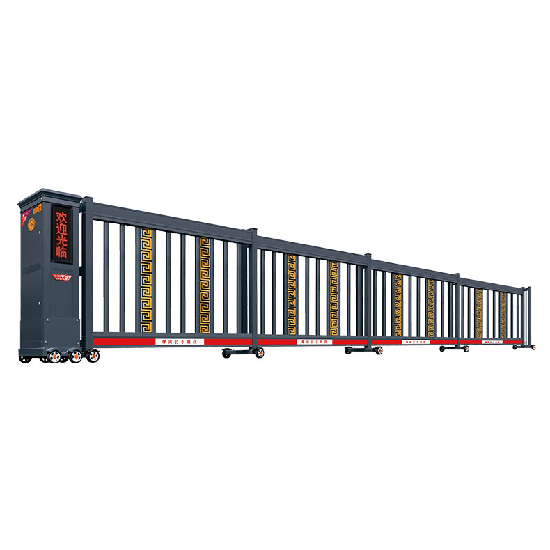 Intelligent Aluminum Alloy Segmented Sliding Door Trackless Electric Gate School Factory Courtyard Linear Segmented Sliding Folding Door