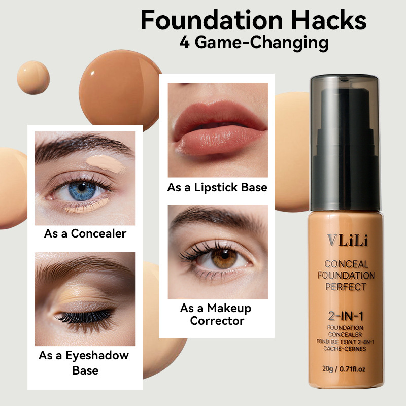 Cross-border exclusive supply of 6-color liquid foundation foundation cream concealer acne print cover dark circles lasting waterproof liquid foundation makeup