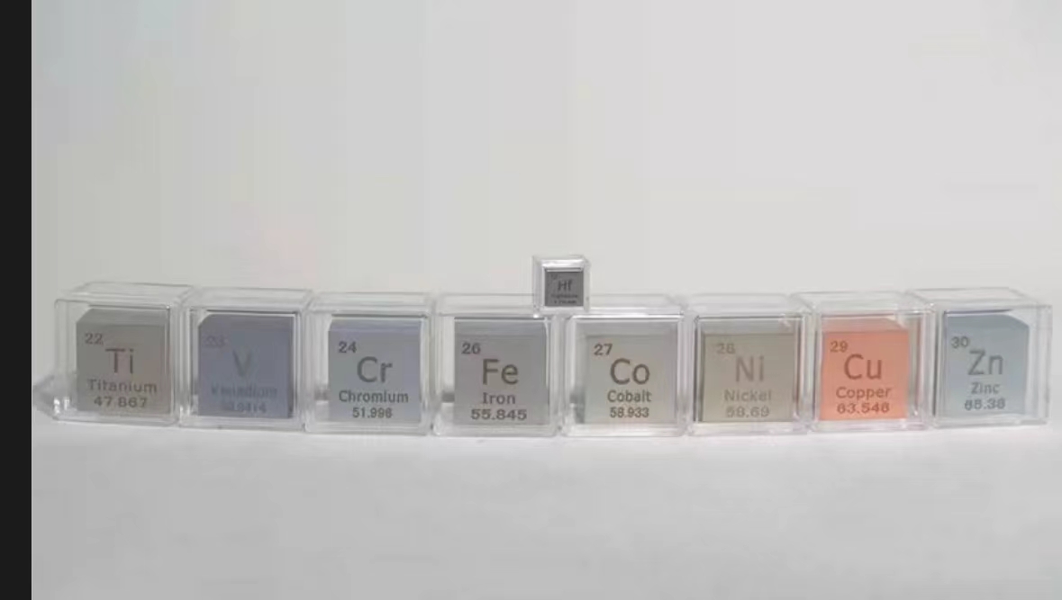 Periodic Table of Chemical Elements Physical Ornaments Metal Element Block Cube Element Collection Specimen Tungsten Titanium Silicon Copper Zinc