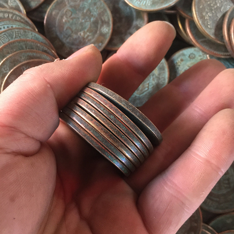 Ancient Coin Collection Qing Dynasty Copper Plate Around 3.9cm with Green Embroidered Copper Plate Single Price Random Copper Coins