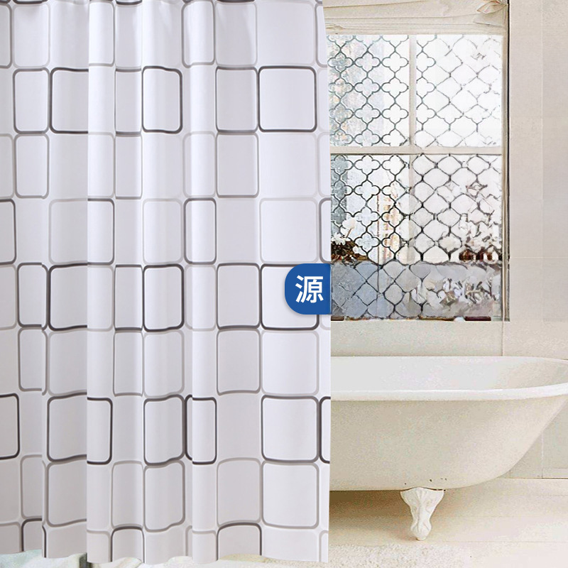 Cross-border Printed Large Square Waterproof Shower Curtain PEVA Thickened Bathroom Bathroom Shower Partition Curtain Bathroom Curtain