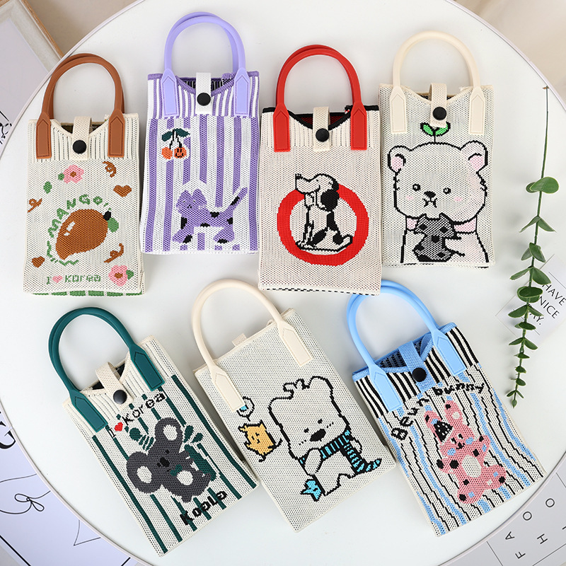 Милая вязаная сумка для телефона, сумка через плечо, стильный мини-фешн аксессуар, универсальная маленькая сумка, чехол для телефона