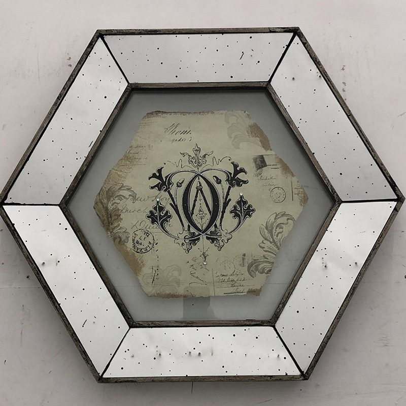 Crown Hanging Painting Retro Mottled Dot Mirror Wall Decoration Hexagonal Decorative Painting Scandinavian Home Sofa Background Wall Accessories