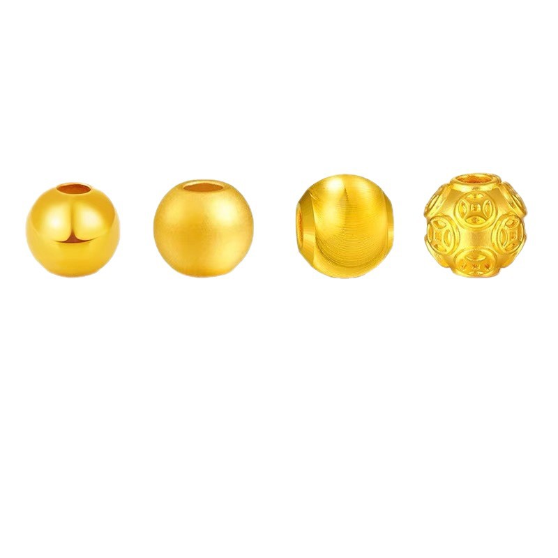 Gold 999 Pure Gold Small Gold Beads 3D Hard Gold Gold Beans Glossy Gold Loose Beads Round Beads with Beads Transfer Beads Wholesale