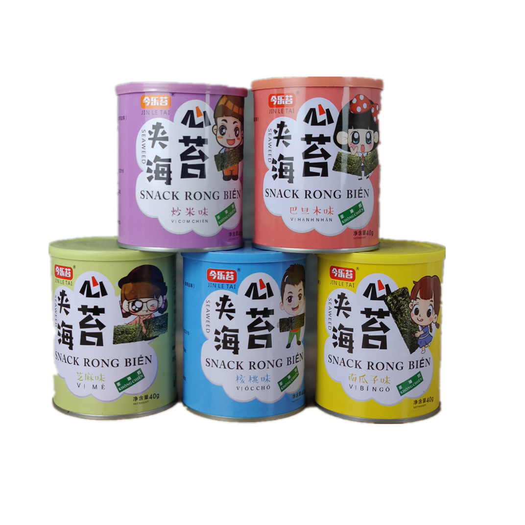 The Factory Specializes in Producing 40g Canned Seaweed with Various Flavors