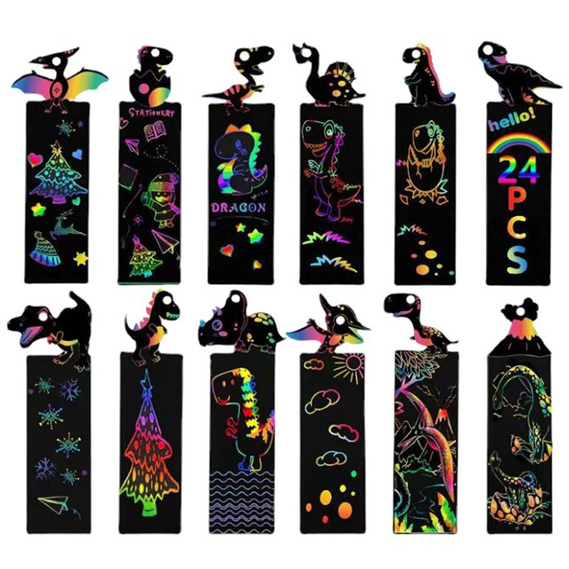 Cross-Border Animal Colorful Scratch-Off Bookmark Art Handmade Sketch Painting Paper Children's Creative Gift Pendant Wholesale
