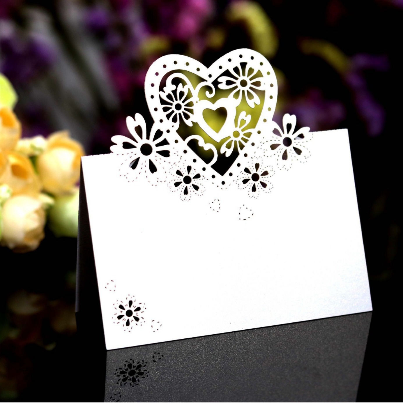 Cross-border in stock direct love seat card hollow butterfly table card ice white table card wedding name card wholesale