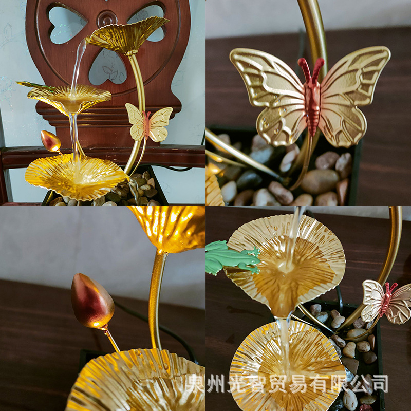 Factory Direct Nordic light luxury home accessories iron flowing water decoration humidifier desktop decoration office wholesale