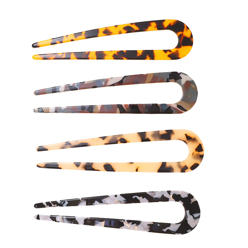 New Hair Accessories Women's Simple Hair Elegant Acrylic Acetate Plate Hair Hairpin Back Head Ball Head U-Shaped Hairpin