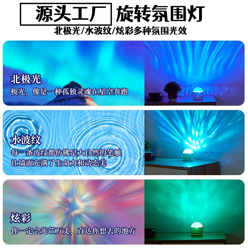 Лампа с водяными волнами Северного сияния, креативный огонь, гипсофила, романтическая проекция звездного неба, подарок, атмосферная лампа для спальни