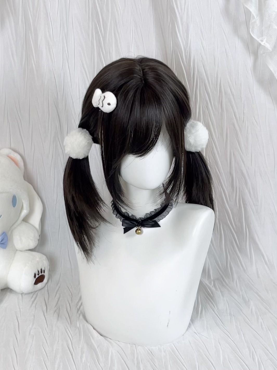 High-Level Oblique Bangs Collarbone Hair Lolita Sweet Cute Girl Wig Set Xiangyu