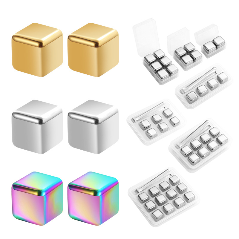 Кросс-бордер 304 нержавеющая сталь ледяные кубики квадратные быстро замороженные нержавеющие ледяные зерна набор круглые ледяные шайбы виски лед вино камень