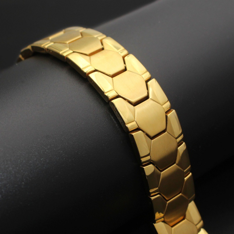 European and American Hot Selling Men's Rhombus Bracelet Germanium Hexagonal Magnet Four-In-One Hand Ornament Wide Version Bracelet