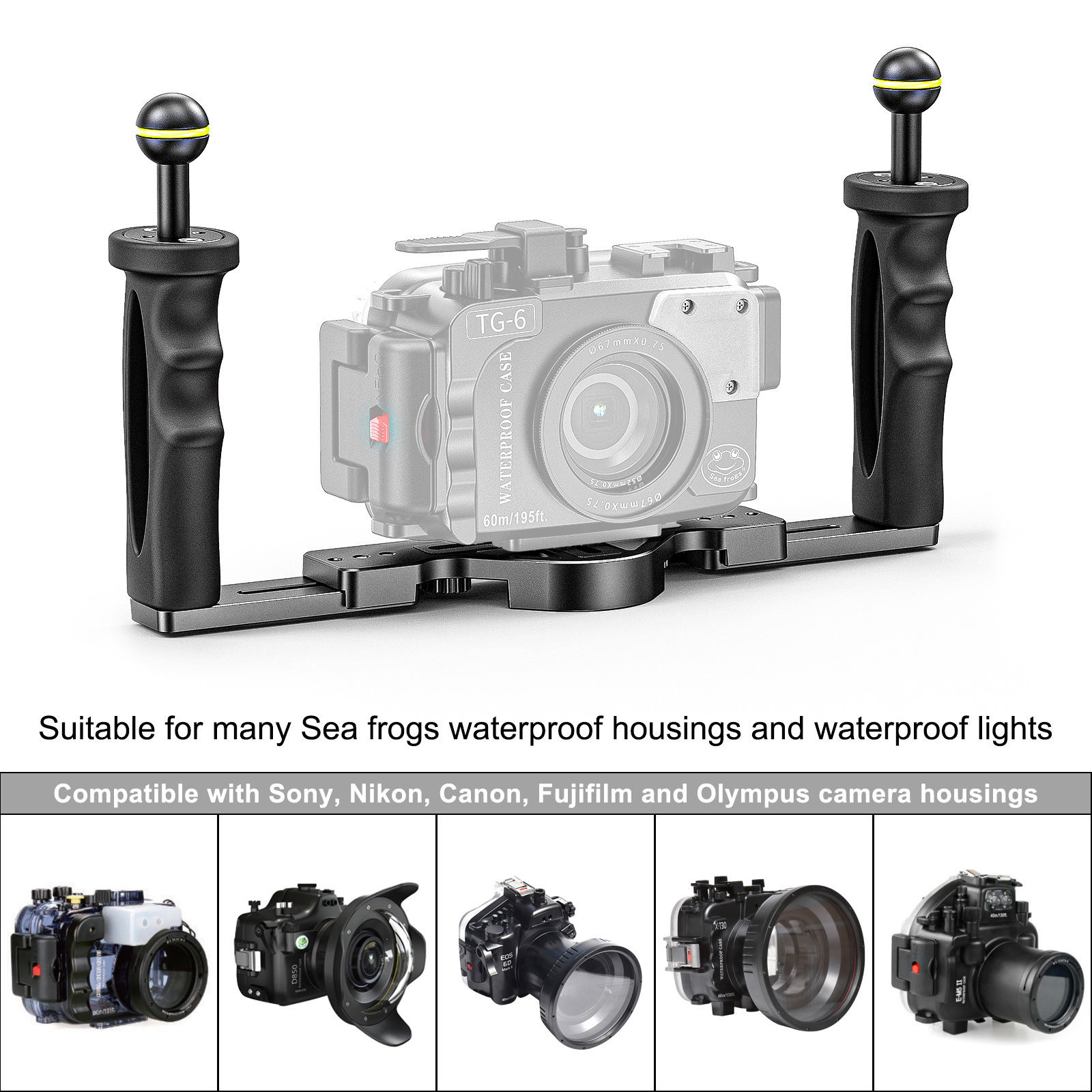 Cross-border metal plastic handle diving bracket SLR micro single gopro sports camera underwater photography accessories