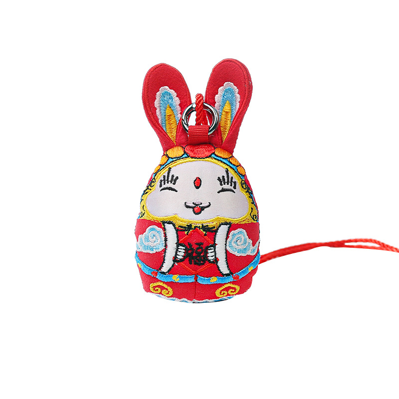 Embroidery Rabbit Finished Products Rabbit Year New Year Scenic Spot Tourism Commemorative Gift Business Accompanying Gift Fabric Car Hanging Bag