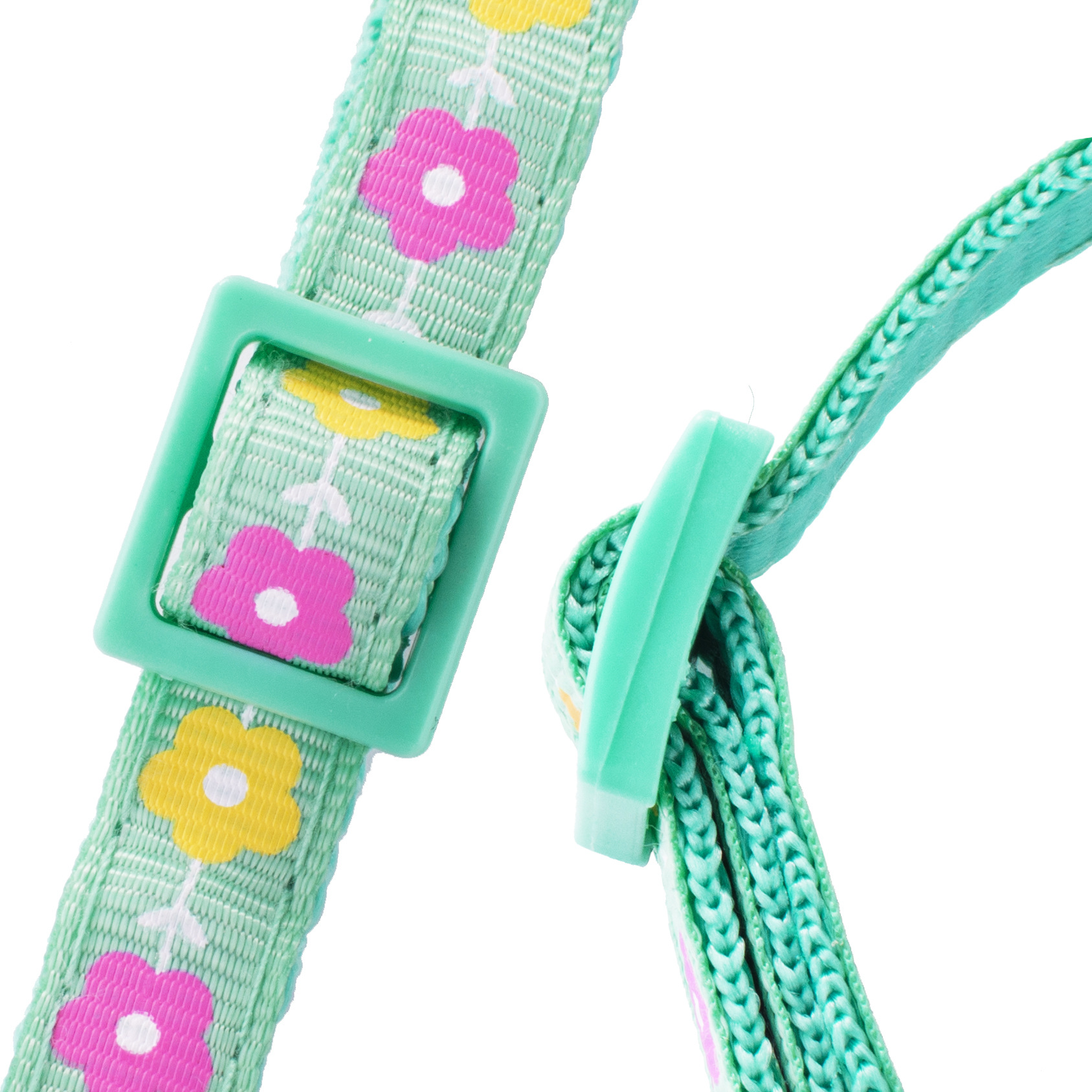 1.0 Leaf and Flower Print Patch Collar Pet Dog Collar Bell Collar Cat Collar Factory Ready Stock