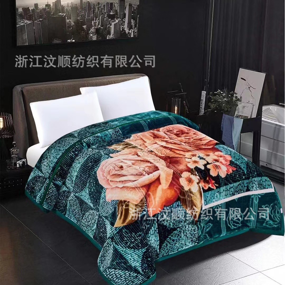 Одеяло из ращела Одеяло-покрывало Теплое утолщенное двуслойное одеяло Оптовая продажа зарубежной торговли из фабрики в Иу Центральная и Восточная Европа Африка