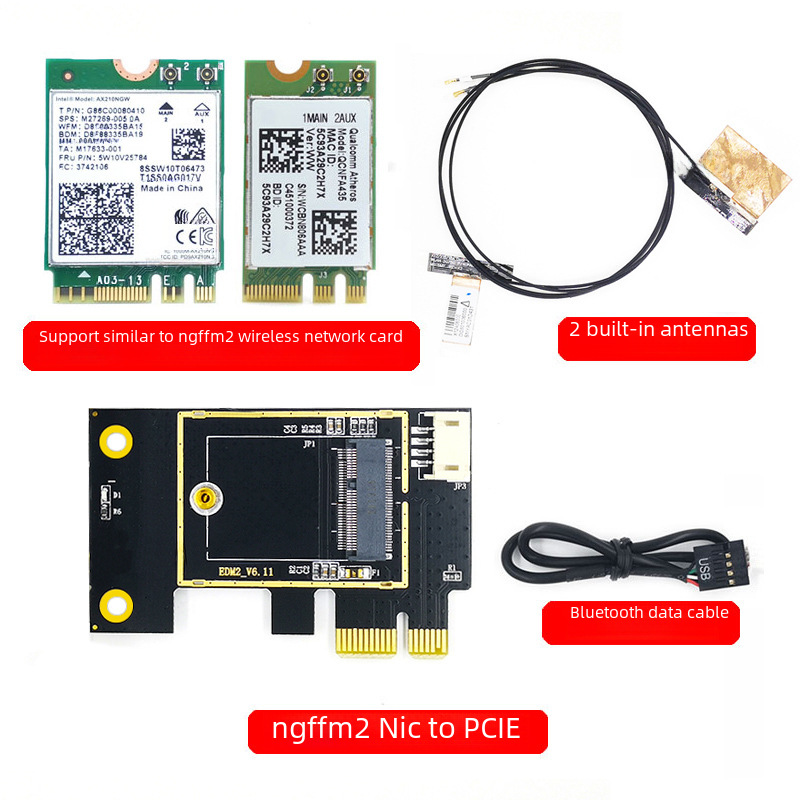 NGFF M.2 to PCIE wireless network card adapter 7260 8265 1650 1675X AX200 AX210