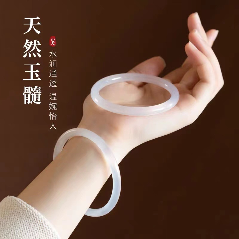 6мм натуральный ледяной белый хальцидоновый агат браслет тонкий круглый браслет красоты браслет с jingles легкий роскошный подарок