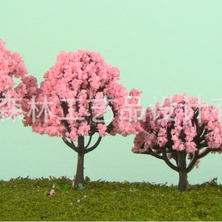 Sand Table Building Model Tree Moss Micro Landscape Landscaping Decoration Artificial Pink Tree Half Ball Tree - Pink
