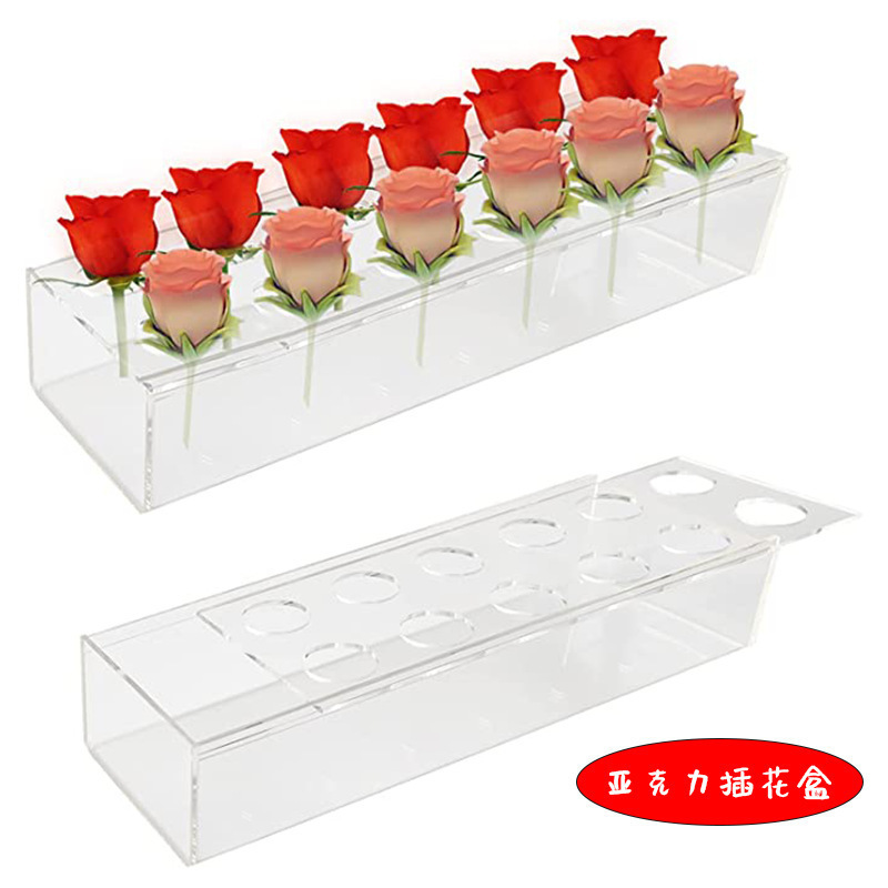 Акриловая ваза для цветов, прямоугольная современная ваза, украшение для свадьбы, домашнего обеда, прозрачная ваза