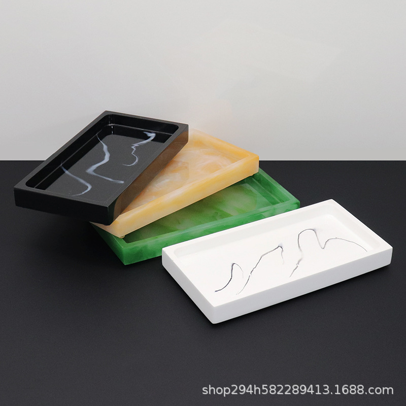 Мраморный пластиковый поднос для ванной, поднос для хранения в отеле, поднос для аксессуаров для умывания