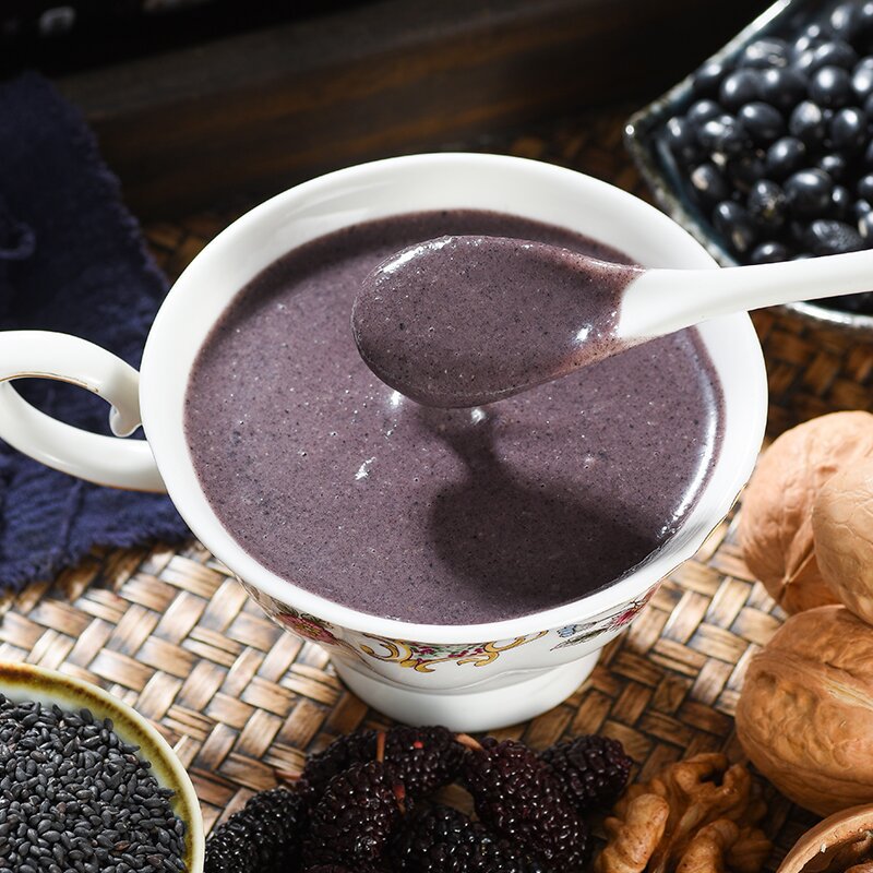 in stock Five Black Powder Sesame Wolfberry Mulberry Powder 500g Breakfast Powder for Middle-aged and Elderly Instant Black Sesame Powder for Hair