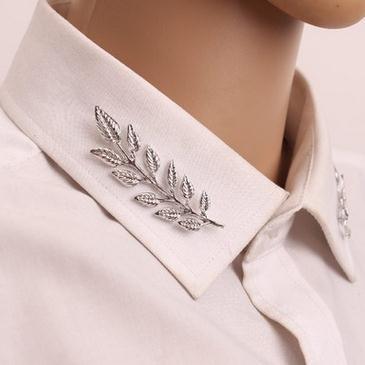 Popular Gold and Silver Tree Leaf Jewelry, Men's and Women's Brooch, Shirt Sweater Collar Pin, Trendyy Collar Button, Retail and Wholesale