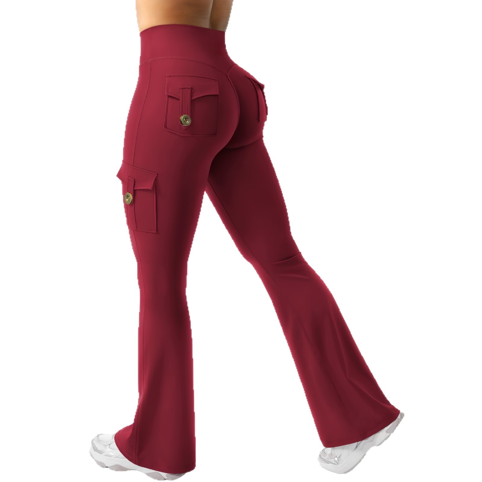 Amazon Sports Flare Leggings with Pockets Invisible Stretch High Waist Workwear Gym Outdoor Yoga Pants