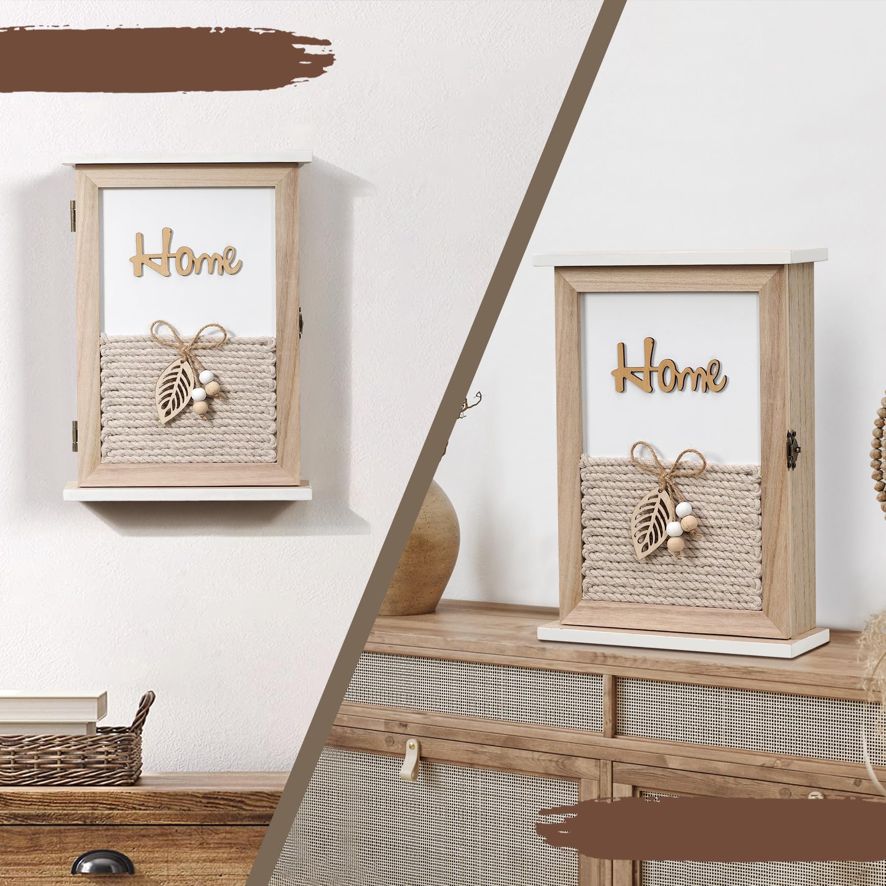 2025 Autumn Wall-Mounted Wooden Key Hook Storage Box Wall Decoration Entrance Living Room Storage and Organization New Product