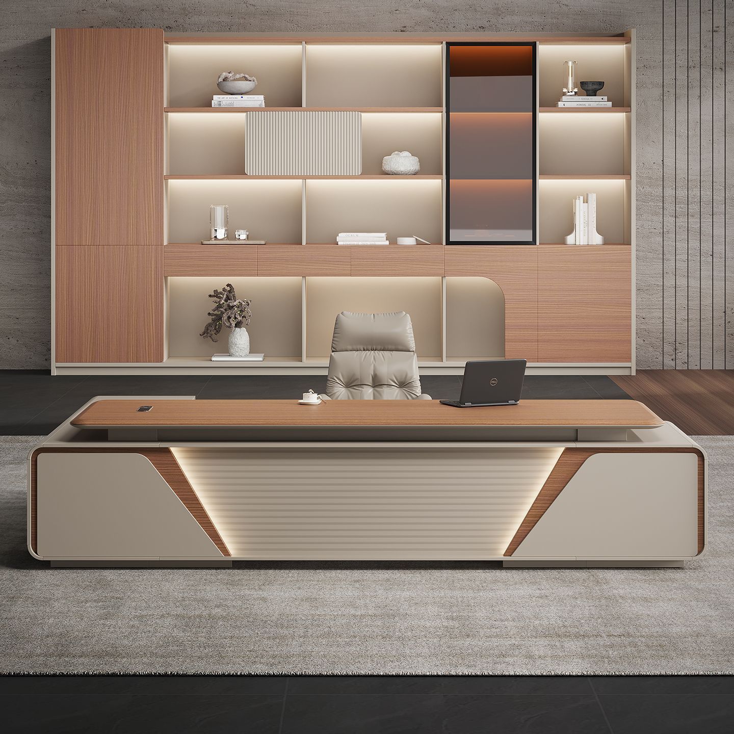 Light Luxury Boss Desk, High-End Manager Desk and Chair Combination, Simple and Modern Blister Process, President's Desk