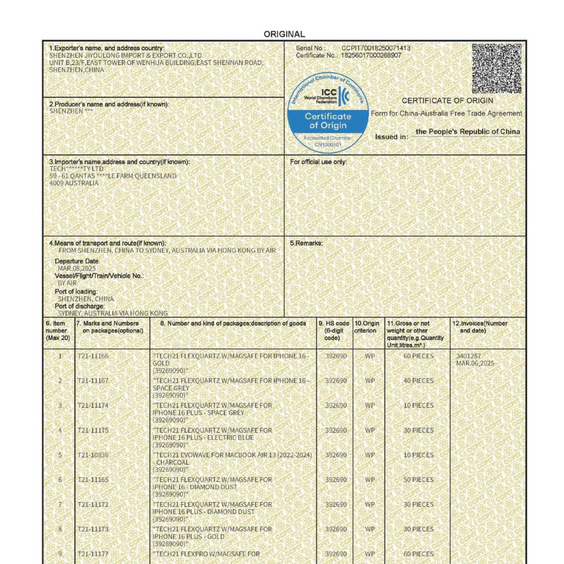 Агент по сертификату происхождения, сертификат Fta/Fk Китай-Корея, бизнес