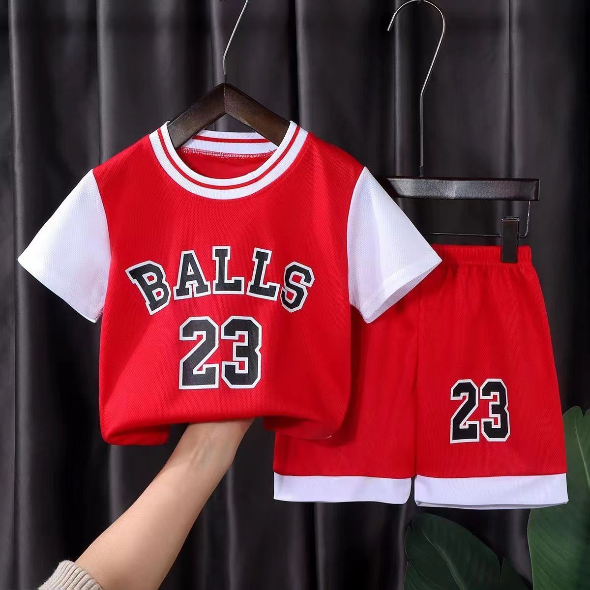 Children's Basketball Clothing Sports Suit Boys and Girls Short-sleeved Vest Quick-drying Casual Children's Dance Performance Jersey