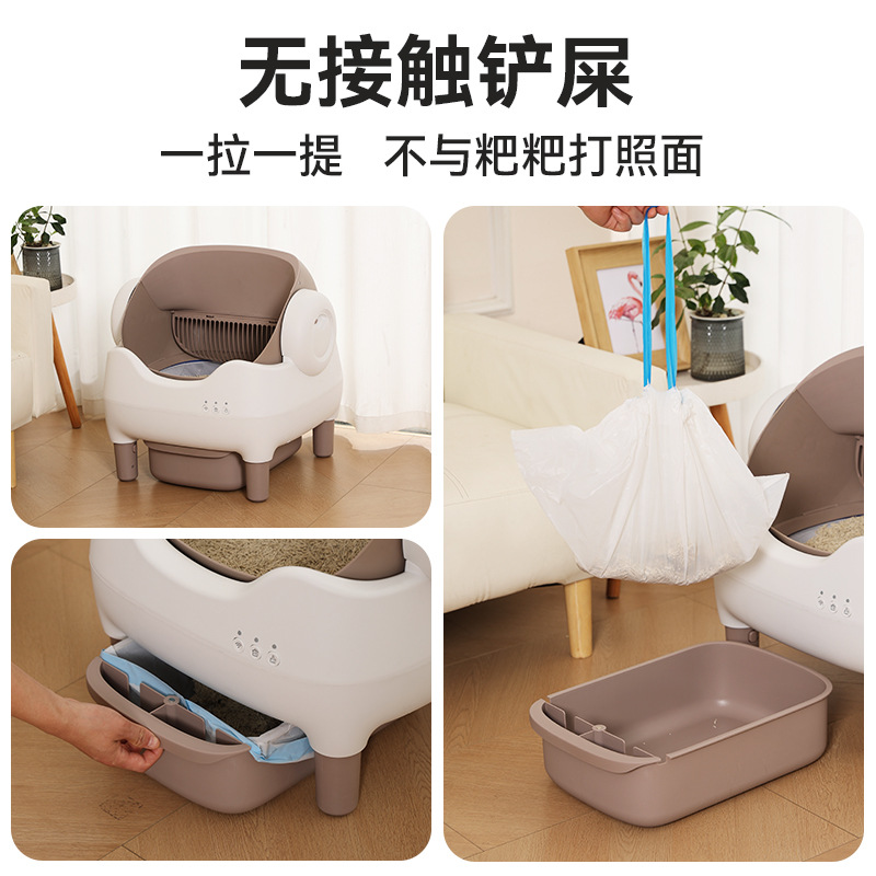 Smart Cat Litter Box, Fully Automatic Poop Scooper, Open-Type Extra-Large Automatic Cleaning Anti-Splash Cat Toilet