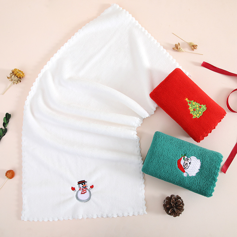 New Year Towel Coral Fleece Santa Claus Towel Red Festive Hand Gift Face Towel Boxed Bag Embroidered lo