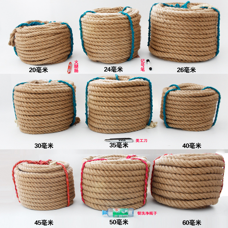 Hemp Rope Handmade Braided Rope Vintage Binding Rope Fence Photo Wall Tug-Of-War Rope Cat Climbing Frame