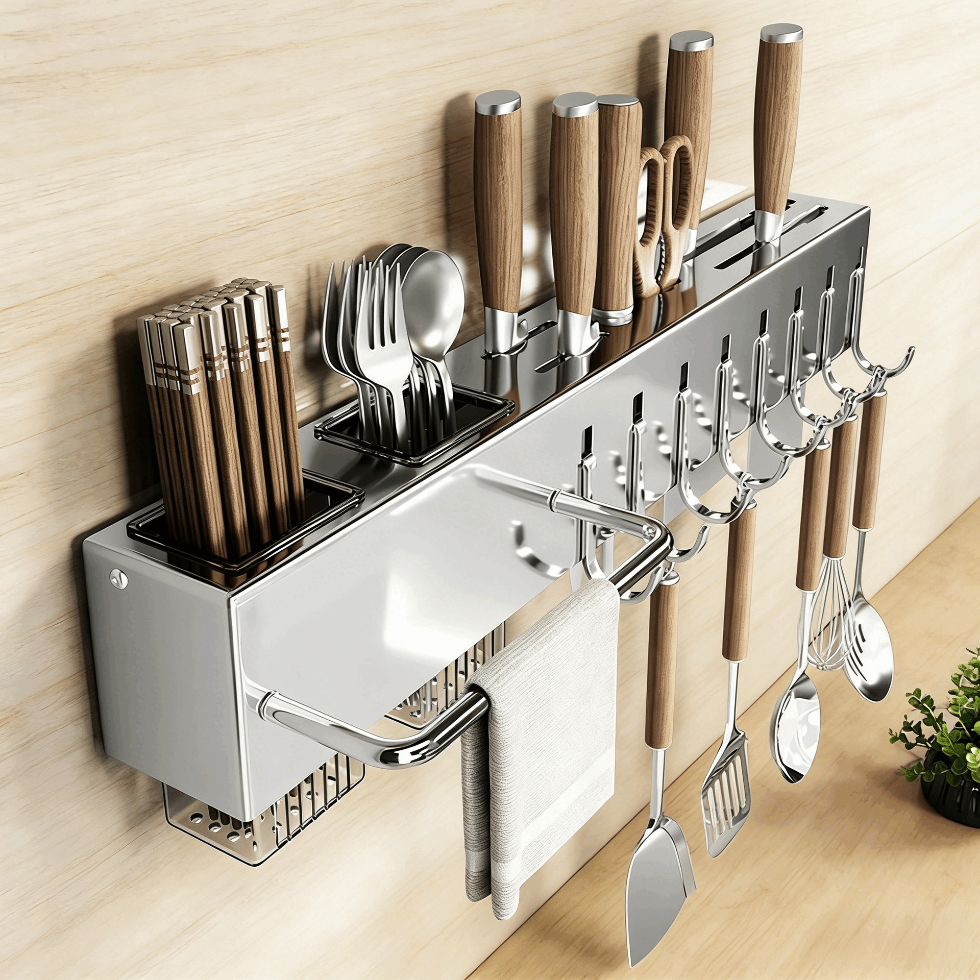 Стойка для хранения ножей из нержавеющей стали, многофункциональная, без перфорации, стойка для хранения, клетка для палочек, настенная
