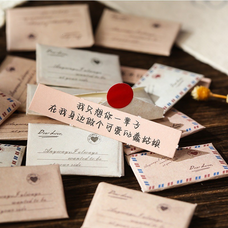 Cross-Border Mini Paper Envelope Love Letter Niche Couple Confession Note Male and Female Friend DIY Sticker Sticker