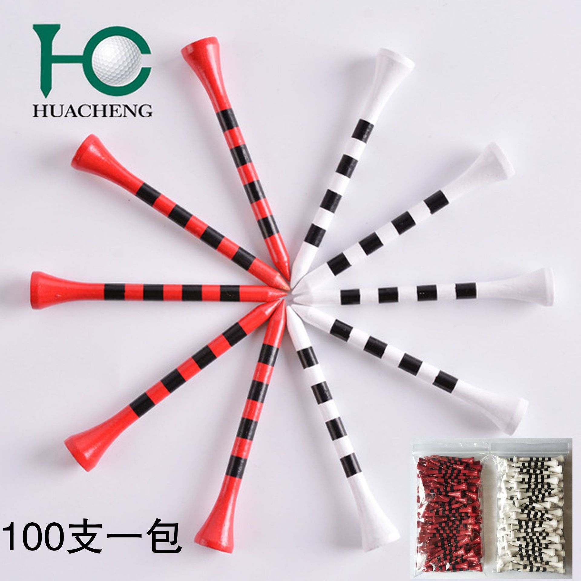 Golf Supplies Accessories Golf Spikes Striped Golf Support Golf Spikes Bag Bamboo Wood Spikes Factory