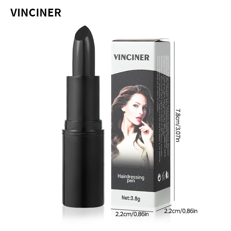 Vinciner Cross-Border Disposable Hair Touch-Up Pen for Covering Gray Hair, Portable Lipstick for Temporary Hair Color Touch-Up