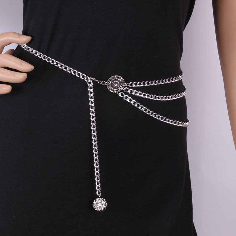 European and American Cross-border Jewelry Personalized Sunflower Round Brand Waist Chain Female Retro Temperament Ethnic Style Body Chain Female