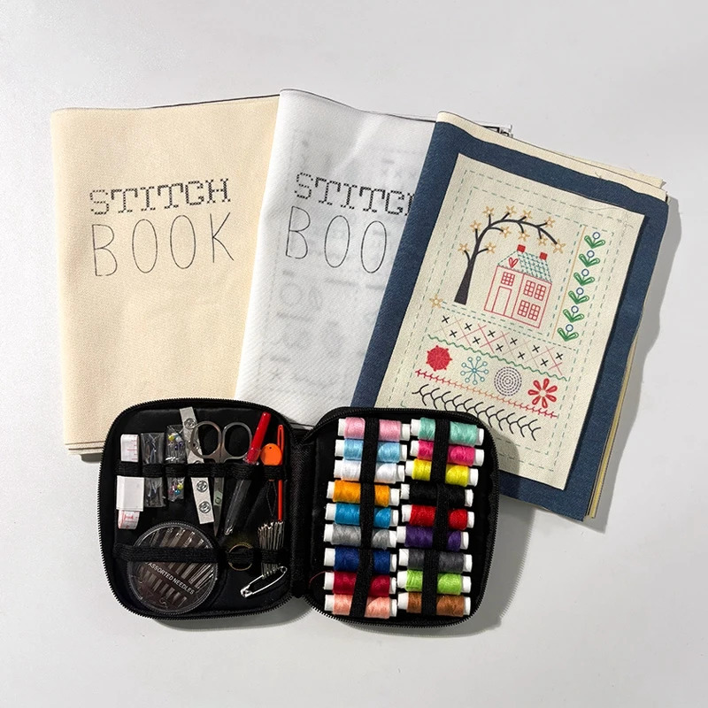 Cross-Border Stitch Book DIY Needlework Book Handmade Fabric Embroidery Square Needlework Book