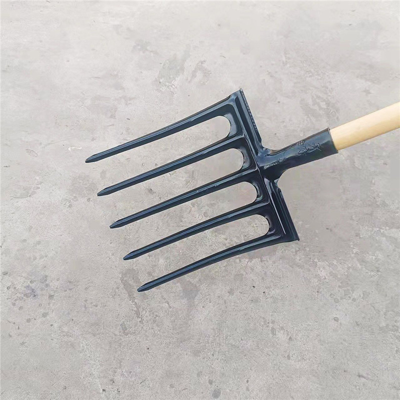Agricultural Manganese Steel Four-Tooth Thickened Steel Fork for Digging Onions, Ginger, and Garlic, Grass Fork, Garbage and Land Reclamation, Soil Loosening Tool Steel Fork